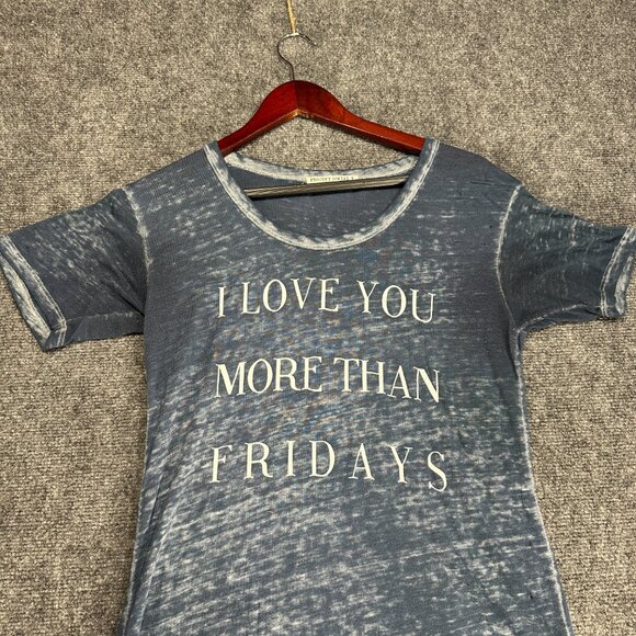 Project Social T Tee Shirt Womens Small Blue Burnout I Love You More Than Friday - Picture 4 of 9
